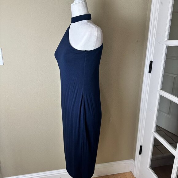 BAILEY 44 One Shoulder Neck Detail Navy Sheath Dress Size Medium Knit - Picture 5 of 11